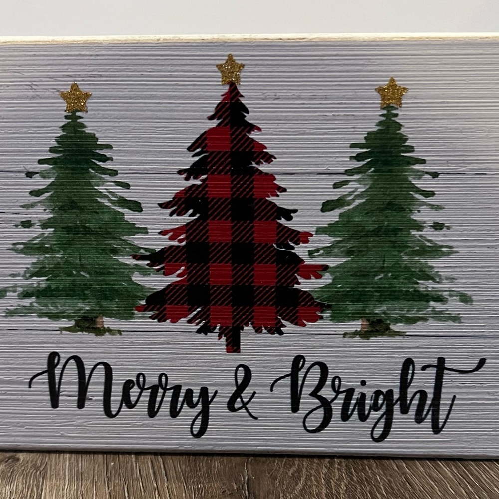 Cute “Merry Christmas” Wooden Tabletop Blocks- Set of 2-NWT - Picture 5 of 8